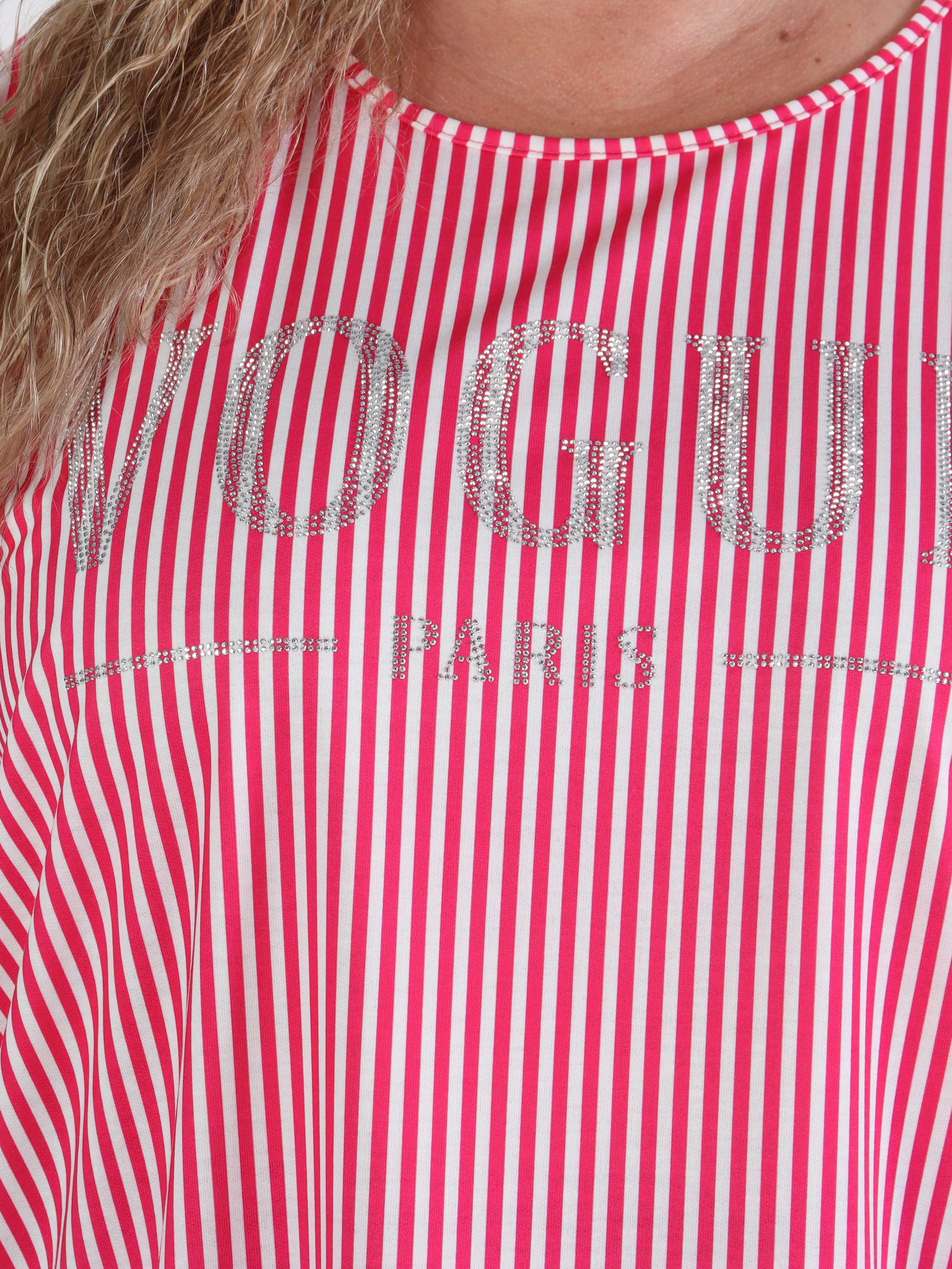 Mintu Stripe - Plus size t-shirt med vogue stående med glittrande similisten